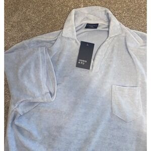 Crown‎ And Ivy XL Jazz Blue Fleece Shirt V Neck Collar Pocket Preppy Winter/Fall